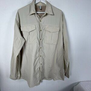 Magellan's Men's Long Sleeve Outdoor Casual Fishing Button Up Shirt Brown XL